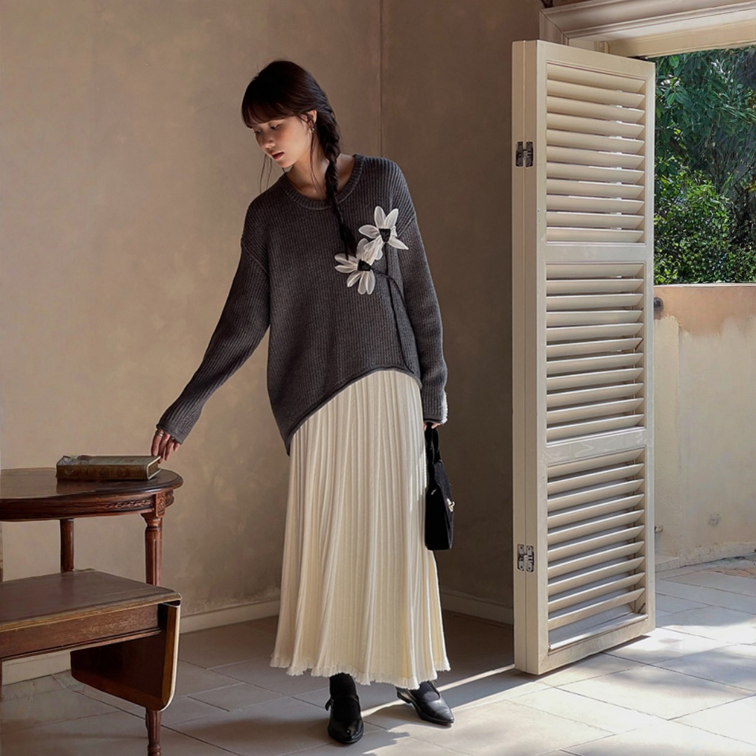 【ボトムス】上品 ニット 春 秋 冬 プリーツスカート 【JZシリーズ】