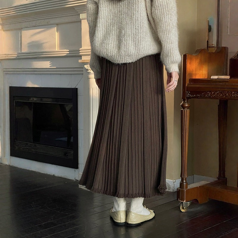 【ボトムス】上品 ニット 春 秋 冬 プリーツスカート 【JZシリーズ】
