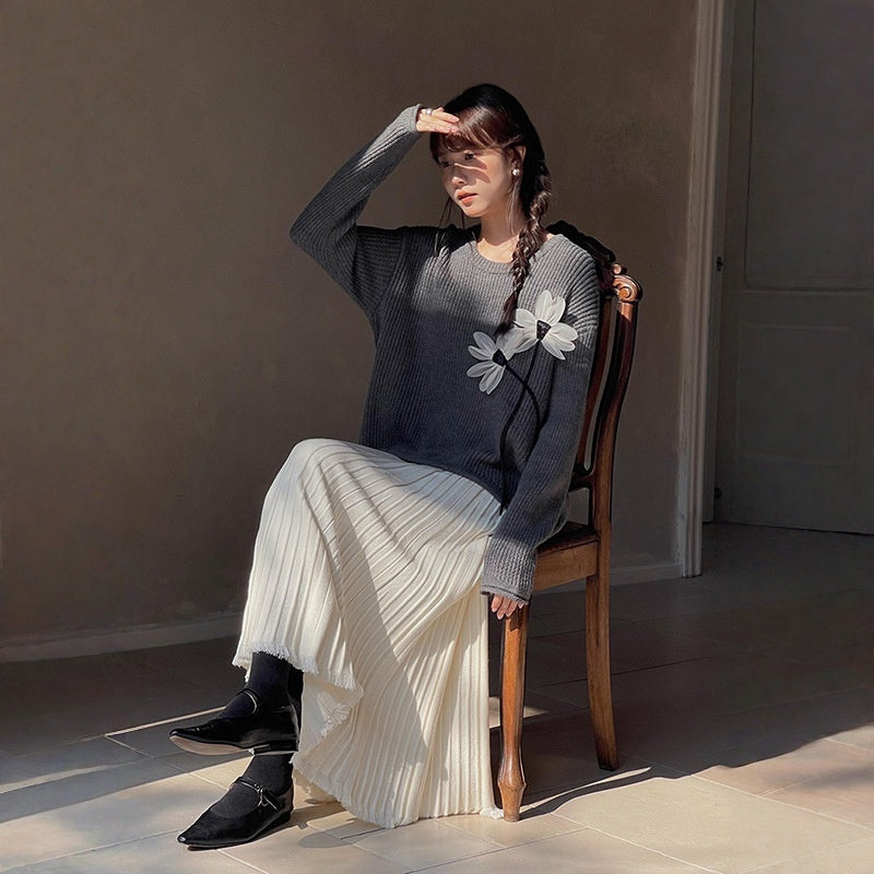 【ボトムス】上品 ニット 春 秋 冬 プリーツスカート 【JZシリーズ】