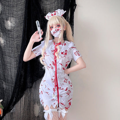【ハロウィン】大人用 コスチューム Mary Nurse ホラー ブラッド ゾンビ ドクター ナース ワンピース パフォーマンス衣装 レディース