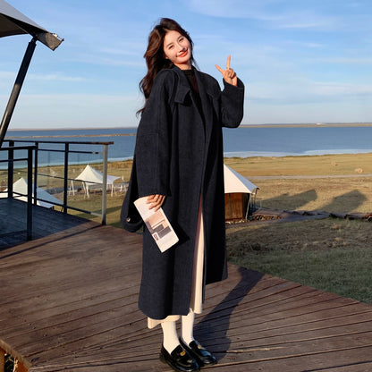 【アウター】韓国風 ダブルフェイスウールコート レディース フード付き 秋冬新作【JZシリーズ】