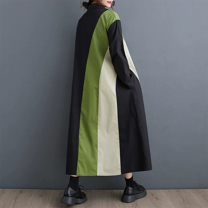 【60%OFF⭐️早い者勝ち】【ワンピース】ゆったり 大きいサイズ ピンチバック チュニックドレス シンプル カジュアル 通勤 スウィート 長袖 ワンピース【JZシリーズ】