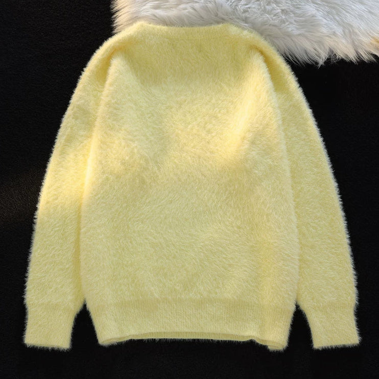 【トップス】ゆったり 小众 上品 クルーネック フェイクミンクニット レディース 猫 ニットセーター