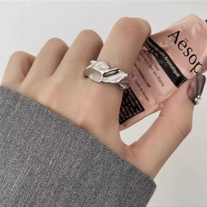 【グッズ】不規則メタルフラワー オープンリング レディース 韓国風 個性派 万能 上品 おしゃれ 指輪