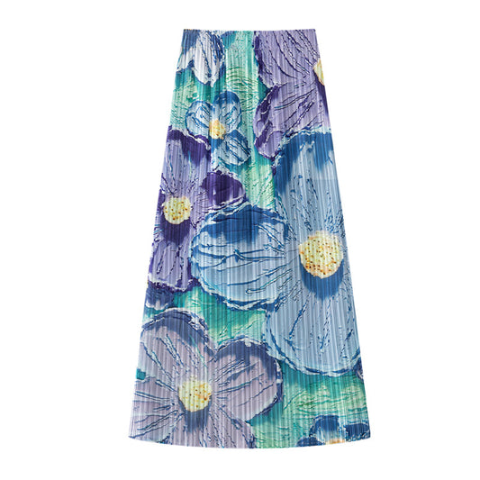 【ボトムス】夏 プリーツデザイン ハイウエスト 細見え 万能コーデ ミモレ丈 スカート 【SHシリーズ】