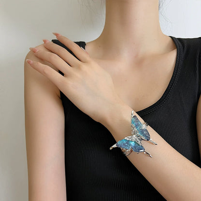 【🎁 B2G1｜先行スタート！】【グッズ】立体ブルーグラデーション バタフライ バングル レディース オープンタイプ 高級感 おしゃれ