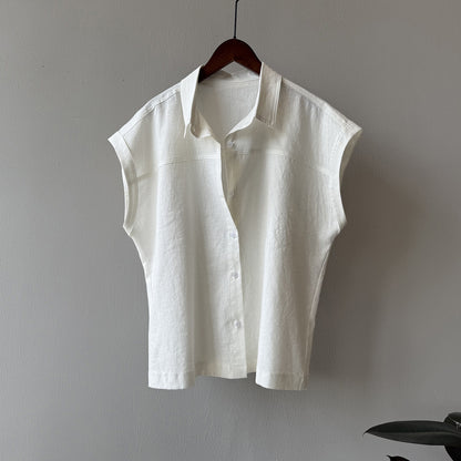 4color【トップス】リネン100% 韓国風 夏新作 無地 ゆったり 細見え シャツ【JZシリーズ】
