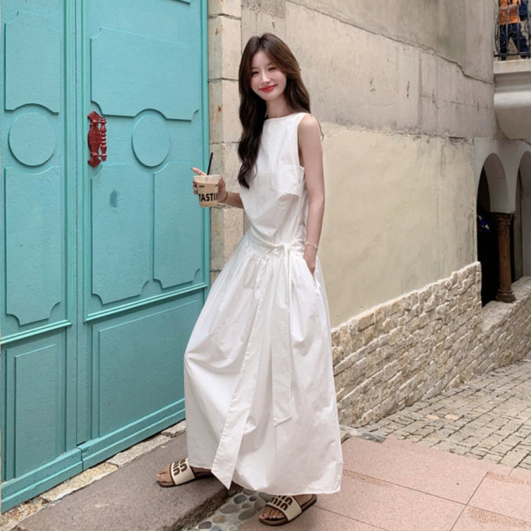 【ワンピース】夏 フレンチ風エレガント 通勤＆デイリー兼用 ノースリーブバルーンワンピース【JZシリーズ】【SNシリーズ】