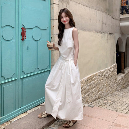 【ワンピース】夏 フレンチ風エレガント 通勤＆デイリー兼用 ノースリーブバルーンワンピース【JZシリーズ】【SNシリーズ】