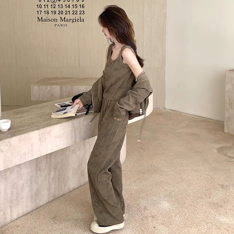 3点セット！【セットアップ】ミラード風コーデ ユニークなタイダイ柄 春秋 カジュアルスポーツOOTD 3点上下セット【JZシリーズ】