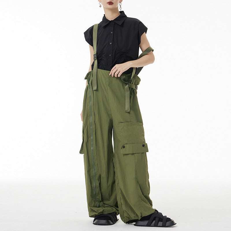 【ボトムス】サロペットパンツ レディース 夏 ワイドパンツ ゆったり 人気 カジュアル ストリート風 オールインワン【AHシリーズ】