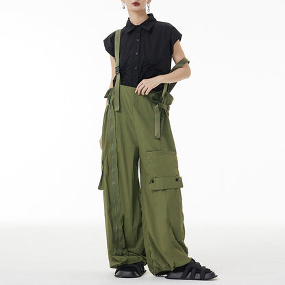 【ボトムス】サロペットパンツ レディース 夏 ワイドパンツ ゆったり 人気 カジュアル ストリート風 オールインワン【AHシリーズ】