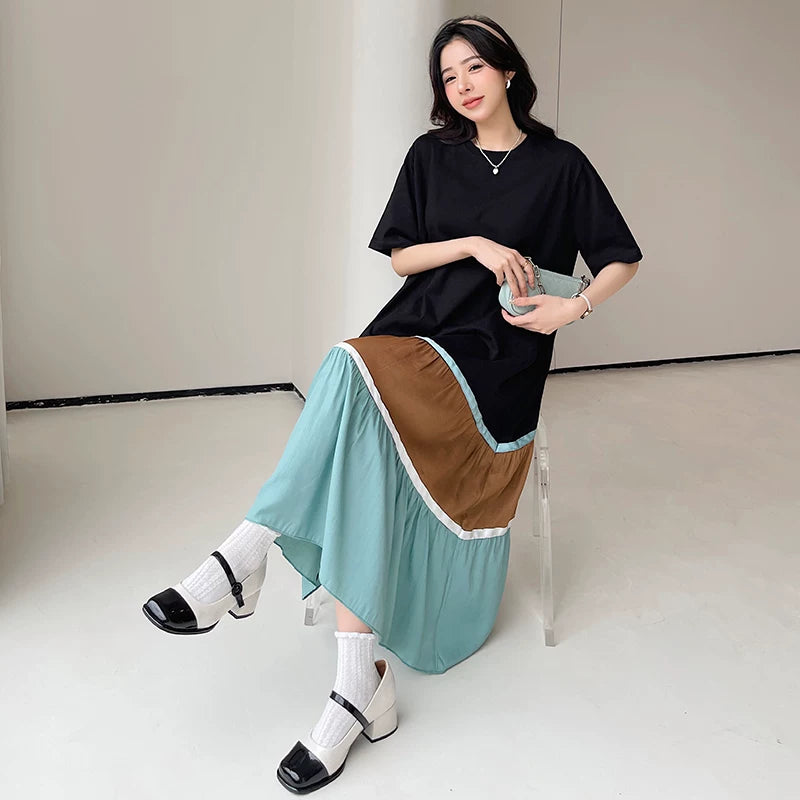 期間限定⭐️60%OFF【ワンピース】切り替え ゆるリラックス エレガント 半袖 ワンピース 【SHシリーズ】