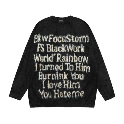 【トップス】アメリカンスタイル ロゴ入り ニット レディース 秋冬 ゆったり 中性風 カップル対応【FCシリーズ】