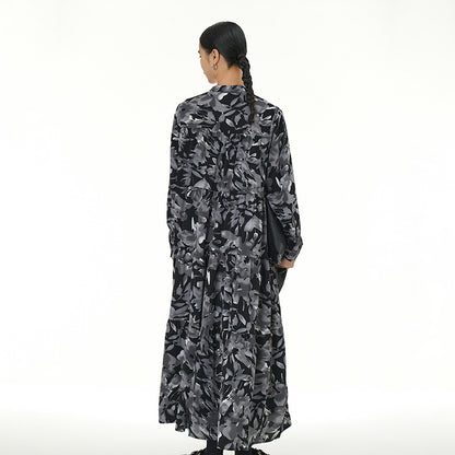 【ワンピース】春 秋 冬 花柄 プリント 長袖 ティアードワンピース 【SHシリーズ】