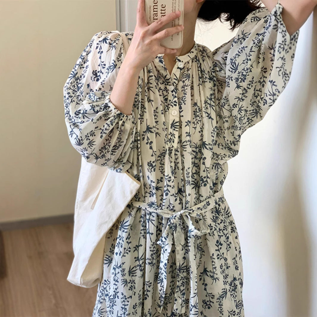 60%OFF⭐️【ワンピース】フレンチテイスト フラワープリント 半袖ワンピース レディース 夏 ロング丈 ウエストマーク 体型カバー 大人可愛い【SHシリーズ】