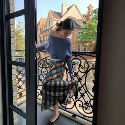 【ボトムス】春 秋 冬 細見え チェック柄 レトロ 上品な雰囲気 スカート 【SHシリーズ】