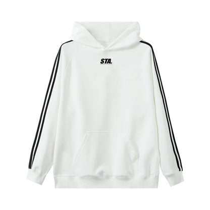 【トップス】3ストライプ フード付きスウェット ユニセックス  ゆったり ストリートスポーツ パーカー【FCシリーズ】