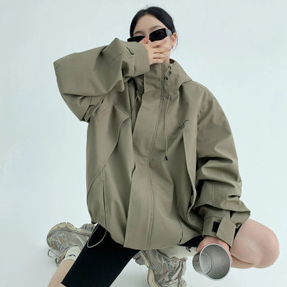 【24AW】【10～15日内発送】【アウター】ゆったり レトロ フード付き ジャケット【FCシリーズ】