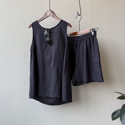 2点セット！【セットアップ】夏 韓国系 タンクトップ＋ハイウエスト カジュアルショートパンツ 2点上下セット【JZシリーズ】
