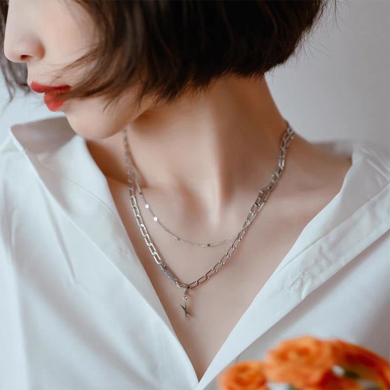 【🎁 B2G1｜先行スタート！】【グッズ】春 秋 冬 夏 二重レイヤード トレンド感 ライトラグジュアリー ニッチ系 ネックレス 【AHシリーズ】