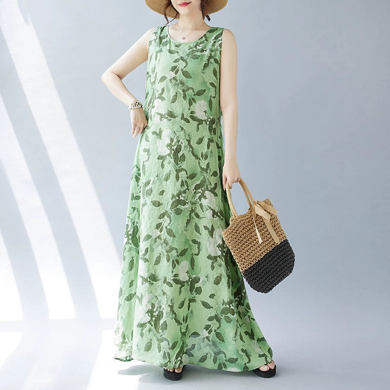 【ワンピース】バカンス風 ビーチワンピース 花柄 ノースリーブワンピース【SHシリーズ】