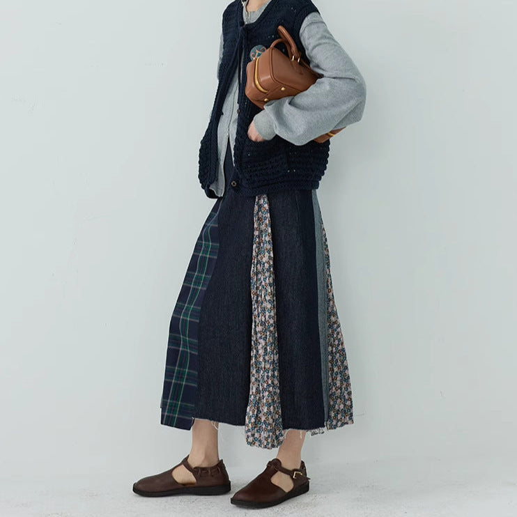 【ボトムス】日系 春夏秋冬 花柄 切り替えし Aライン スカート【SHシリーズ】