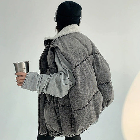 【アウター】春 秋 冬 アメリカンスタイル ヴィンテージ加工 厚手 デニム 綿入れコート【FCシリーズ】