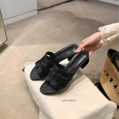 【シューズ】スクエアトゥ 太ヒール サンダル レディース 通勤OL 夏用 外履き