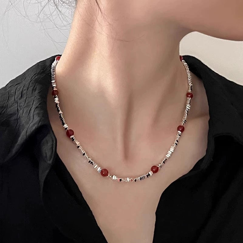 【🎁 B2G1｜先行スタート！】【グッズ】上品◎レッドアゲート×925純銀ネックレス｜存在感抜群のレディースアクセサリー