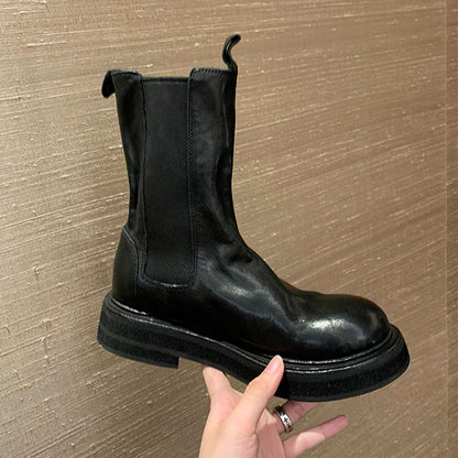 【シューズ】裏起毛 厚底 ストレートブーツ 【JZシリーズ】