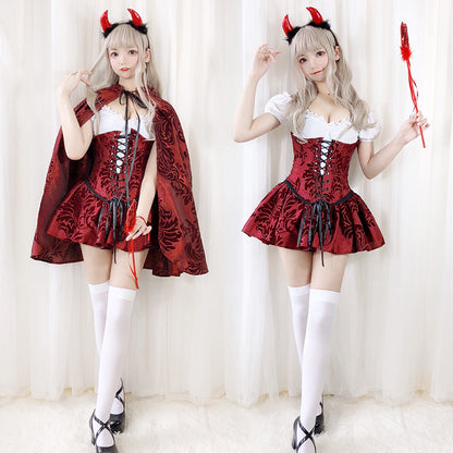 【ハロウィン】大人用 コスチューム 海賊 ウィッチ ゴシック スカーレットキャップ ケープ ヴァンパイア