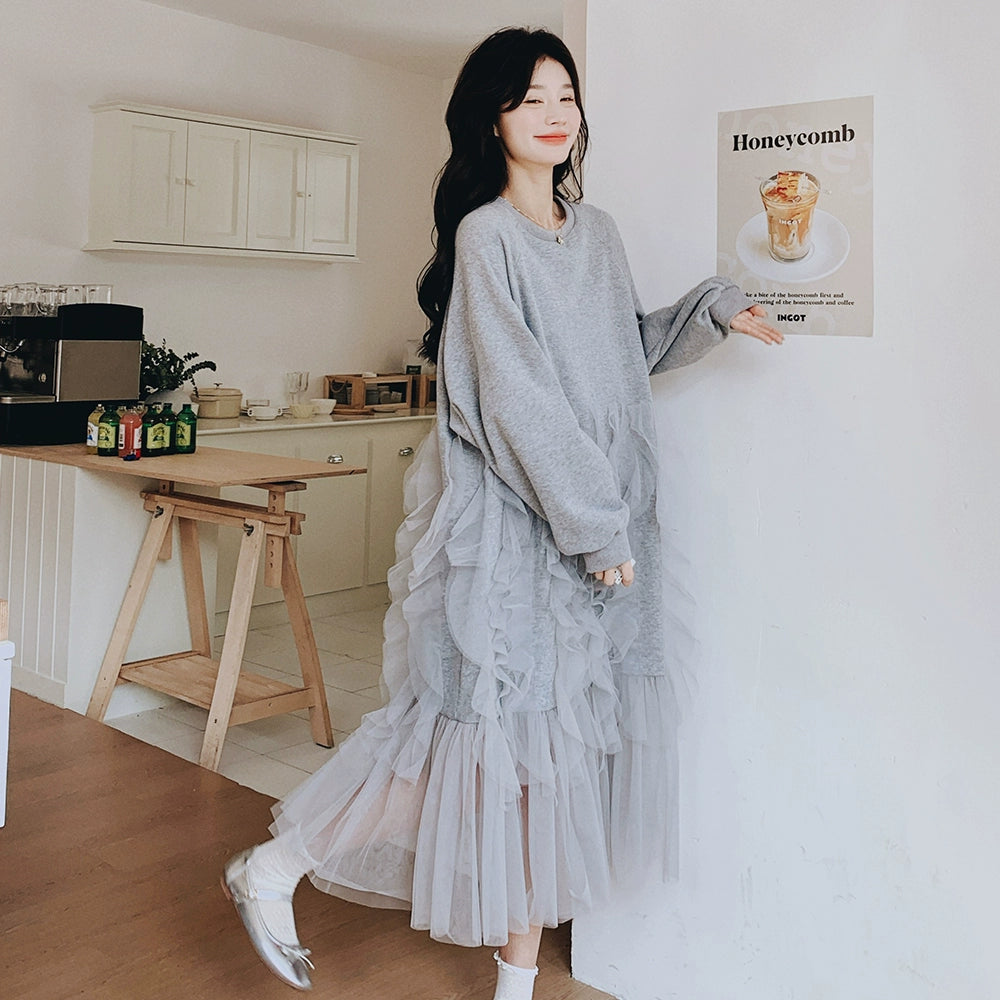 【ワンピース】カジュアル ゆる感  スウェットワンピース レディース 秋新作 超人気 おしゃれ映え 長袖ワンピース【JZシリーズ】