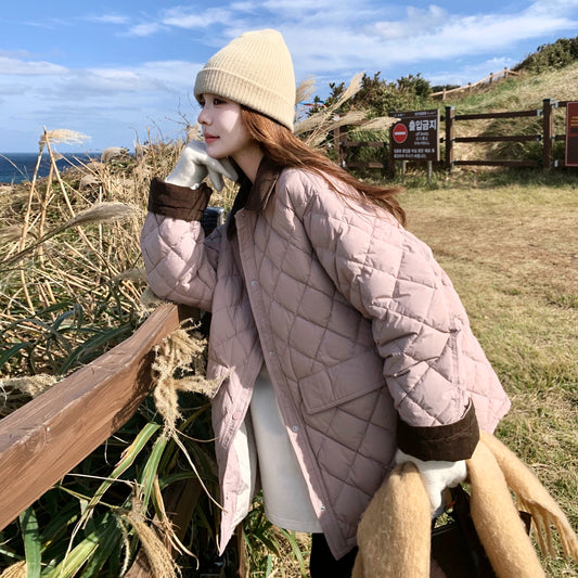 【アウター】バイカラー＆大きめポケット🎵 上品 中綿コート レディース 秋冬 韓国風 綿入れコート【JZシリーズ】