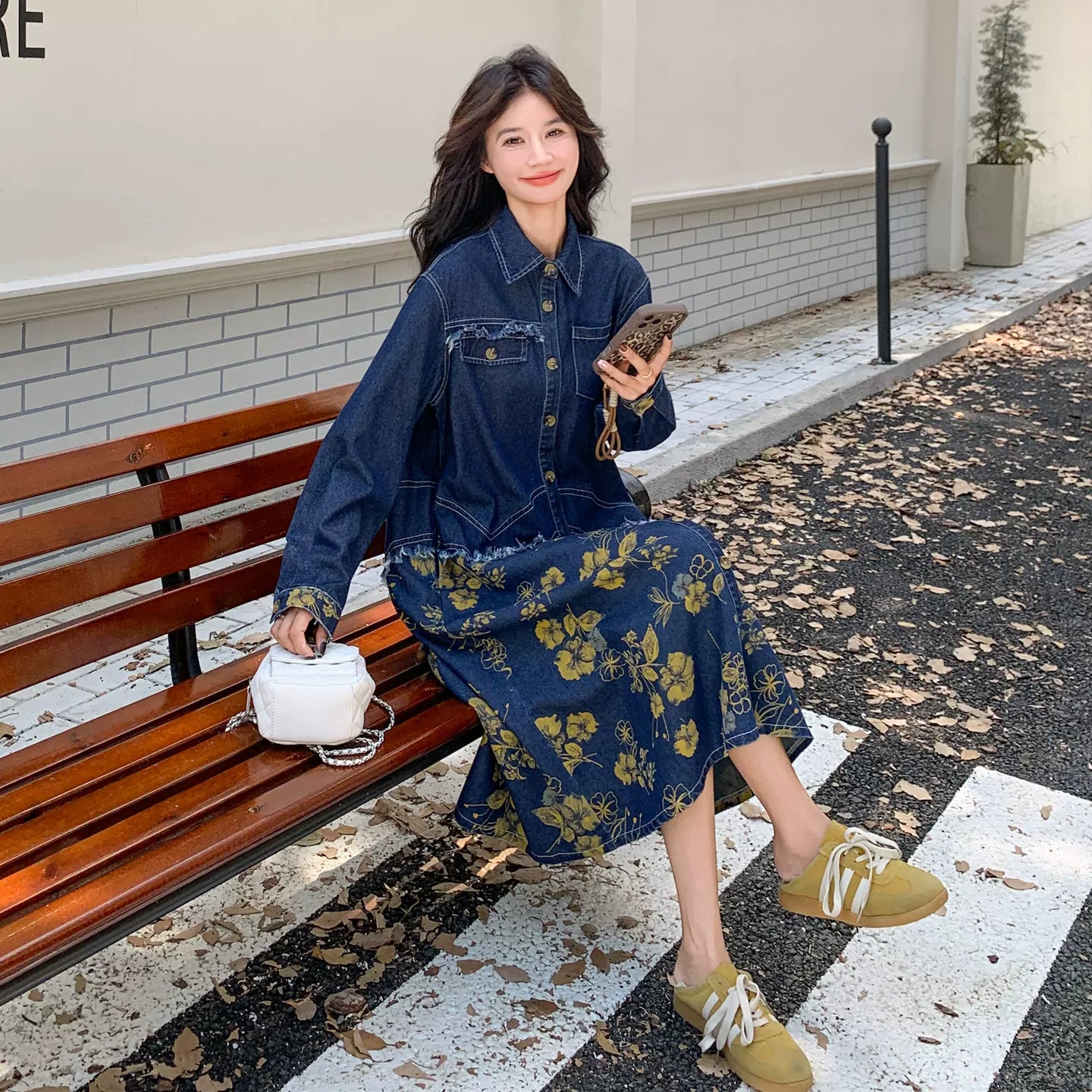 【ワンピース】デザイン性 マイナー プリント カジュアル  着痩せ シャツワンピース【SHシリーズ】