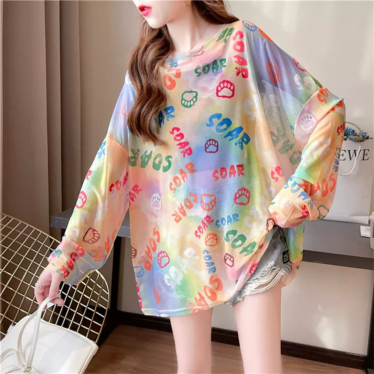 60%OFF⭐️【トップス】アイスシルク 薄手 ゆったり 合わせやすい 長袖Tシャツ【SHシリーズ】