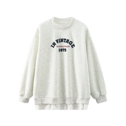 【トップス】レイヤード風 春 秋 冬 タオル刺繍 裏起毛 厚手 若見え パーカー 【JZシリーズ】