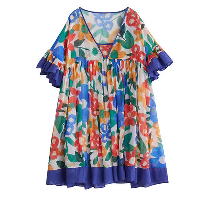 【ワンピース】プリントシフォンワンピース レディース ゆったり 体型カバー 着痩せ ロング丈 夏ワンピース【SHシリーズ】