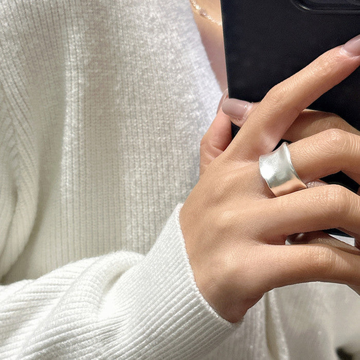 【グッズ】ワイドリング レディース マット加工 オープンリング フォークリング INS風 フィンガーリング