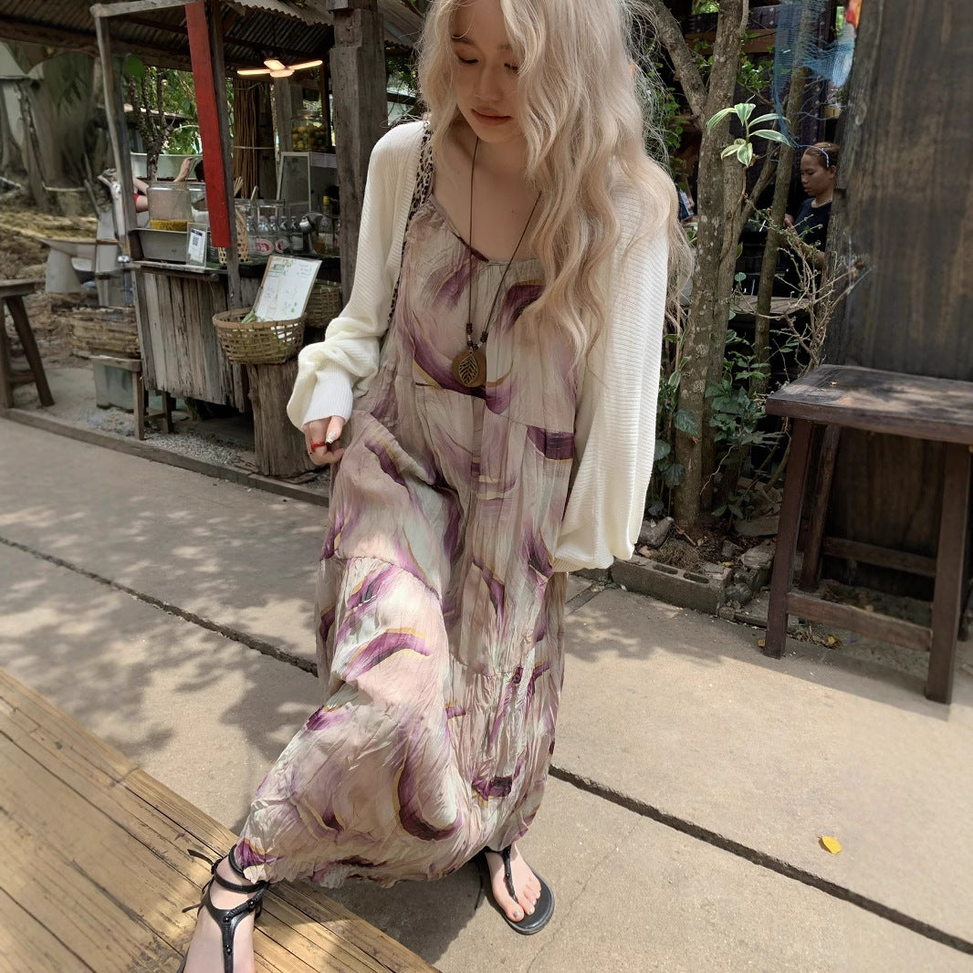 【ワンピース】気質感 漂染風 スイート＆若見え リゾート ノースリーブワンピース【SHシリーズ】