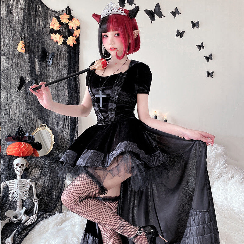 【ハロウィン】コスプレ 衣装 レディース 女王 ドレス ゴシック ダーク 女王様 魔女風 大人用 パーティー 仮装