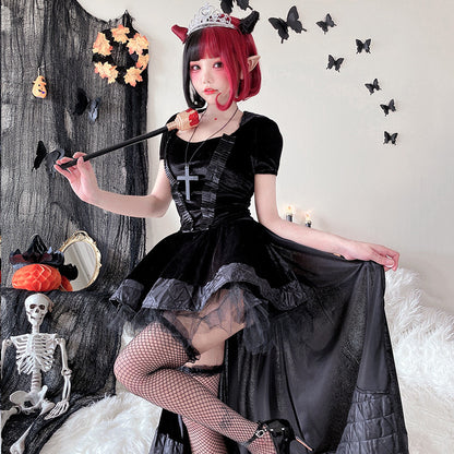 【ハロウィン】コスプレ 衣装 レディース 女王 ドレス ゴシック ダーク 女王様 魔女風 大人用 パーティー 仮装