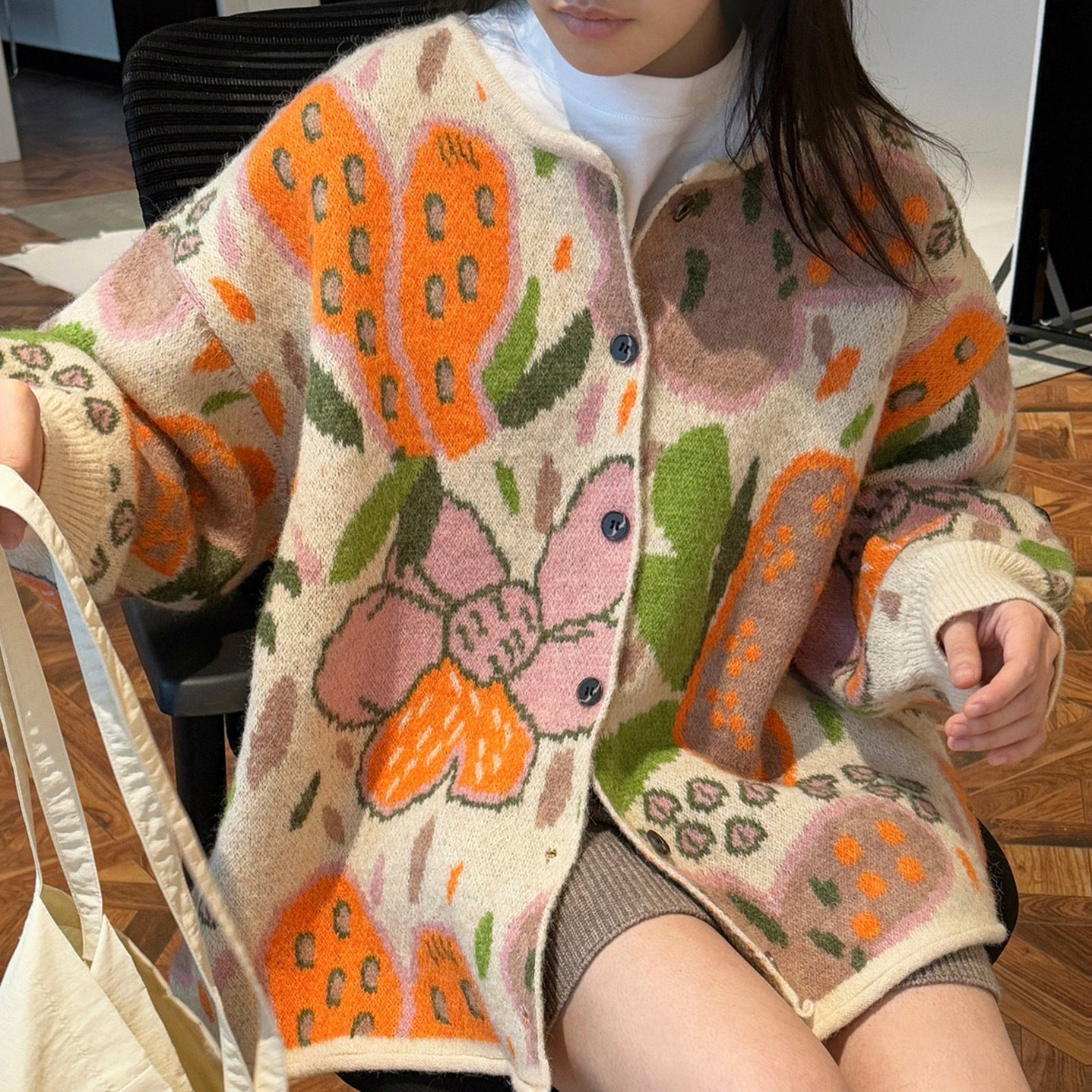 【トップス】春秋冬 日常に溶け込む ファッション プリント ニット生地 カーディガン【SNシリーズ】