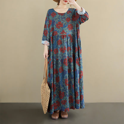 期間限定🍂60%OFF【ワンピース】チェック柄切替ロングワンピース レディース 秋新作 長袖 ゆったり フレア 大人上品【SHシリーズ】