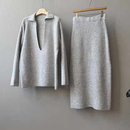 2点セット！【セットアップ】レディース 秋 カジュアル プルオーバー＋ハイウエストスカート 上下セット【JZシリーズ】