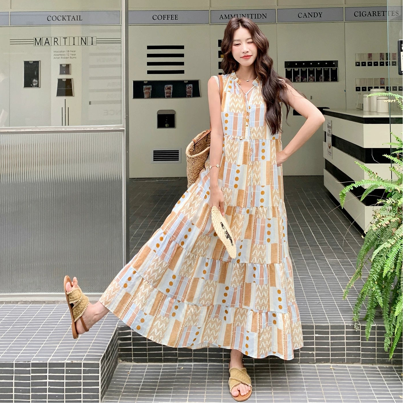 【ワンピース】ノースリーブワンピース レディース 夏新作 ナチュラル リラックスシルエット 体型カバー ロング丈【SHシリーズ】