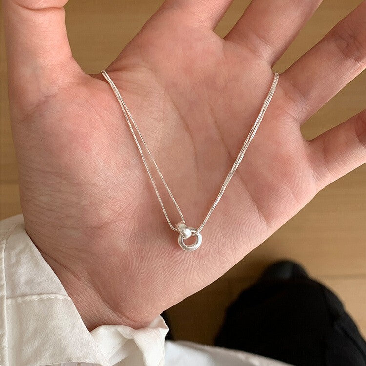 【グッズ】INS風 ダブルリング ネックレス レディース シンプル チェーンネックレス トレンド アクセサリー