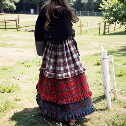 【60%OFF⭐️早い者勝ち】【ボトムス】可愛らしい 上品 チェック コンビカラー ハイウエストスカート 【SHシリーズ】