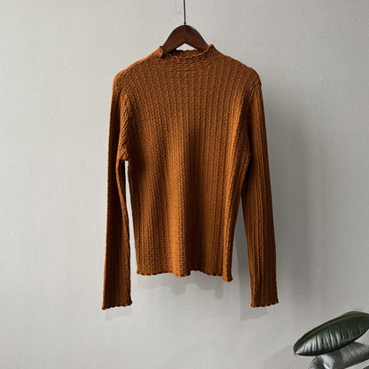 5カラー【トップス】シンプル無地 ハーフハイネック レースニット レディース 秋冬 ふんわり柔らか すっきりシルエット インナー【JZシリーズ】