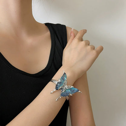 【🎁 B2G1｜先行スタート！】【グッズ】立体ブルーグラデーション バタフライ バングル レディース オープンタイプ 高級感 おしゃれ